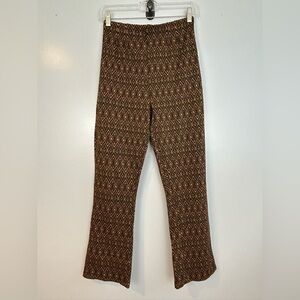 NWT Free People Geometric Boot Cut Brown/Yellow Boho Pull On Pants Size 6